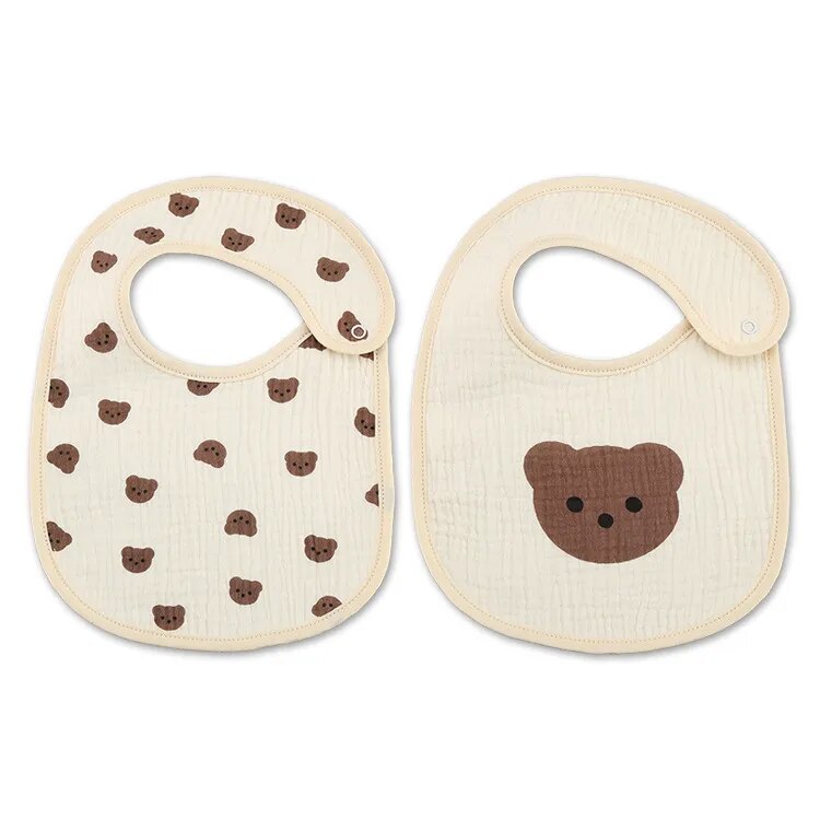 2 Pieces Set Cute Waterproof Feeding Baby Bibs-MamaToddler-Bear Head-Mama Toddler