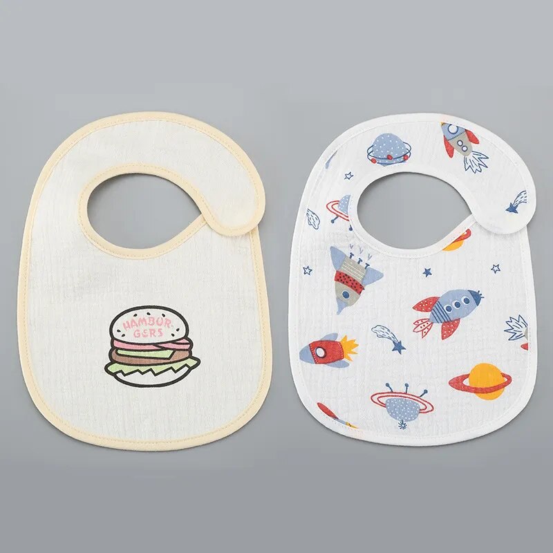 2 Pieces Set Cute Waterproof Feeding Baby Bibs-MamaToddler-Hamburg Rocket-Mama Toddler