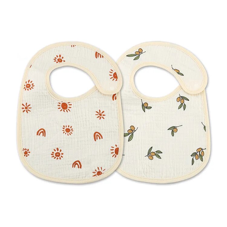 2 Pieces Set Cute Waterproof Feeding Baby Bibs-MamaToddler-Olive Rainbow Sun-Mama Toddler