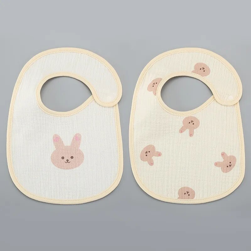 2 Pieces Set Cute Waterproof Feeding Baby Bibs-MamaToddler-Pink Rabbit-Mama Toddler