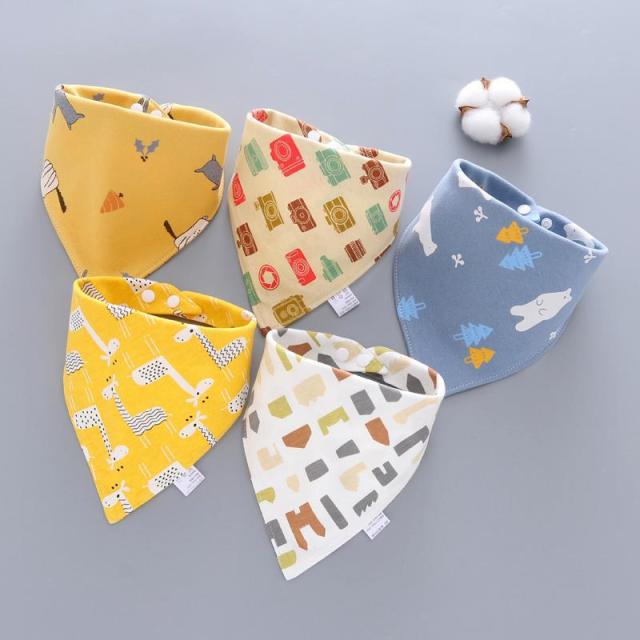 5 Pieces Set Triangle Baby Bibs Double Cotton Bandana-Mama Toddler-12-Mama Toddler