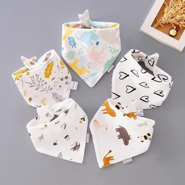 5 Pieces Set Triangle Baby Bibs Double Cotton Bandana-Mama Toddler-17-Mama Toddler