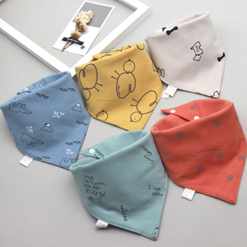 5 Pieces Set Triangle Baby Bibs Double Cotton Bandana-Mama Toddler-2-Mama Toddler