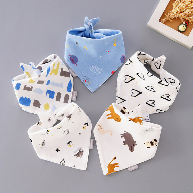 5 Pieces Set Triangle Baby Bibs Double Cotton Bandana-Mama Toddler-21-Mama Toddler