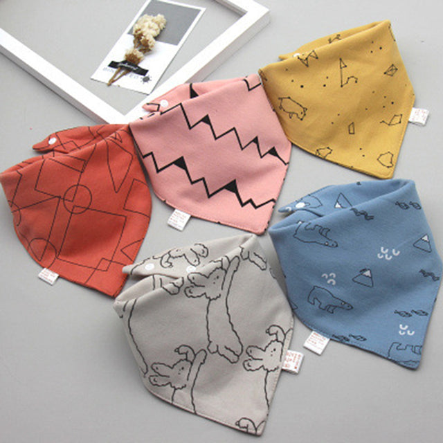 5 Pieces Set Triangle Baby Bibs Double Cotton Bandana-Mama Toddler-4-Mama Toddler