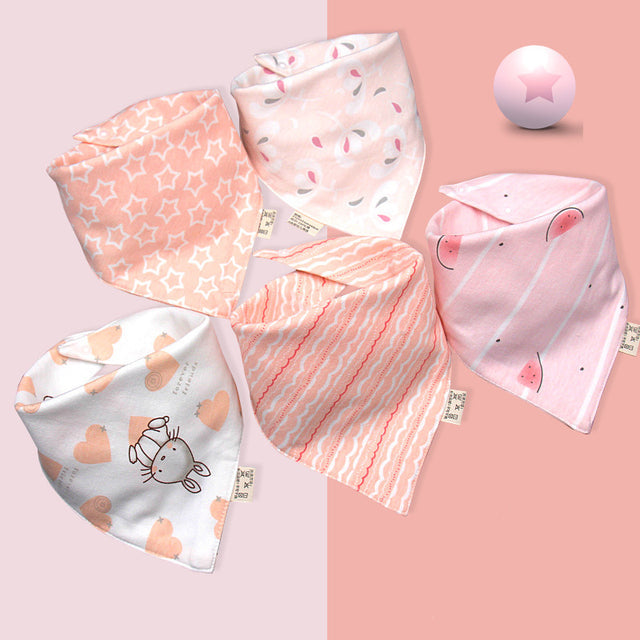 5 Pieces Set Triangle Baby Bibs Double Cotton Bandana-Mama Toddler-6-Mama Toddler