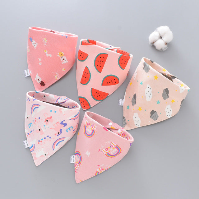 5 Pieces Set Triangle Baby Bibs Double Cotton Bandana-Mama Toddler-7-Mama Toddler