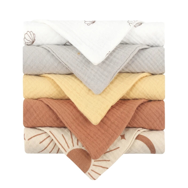 5 Pieces Soft Absorbent Gauze Cotton Baby Towels-MamaToddler-Yellow-Mama Toddler