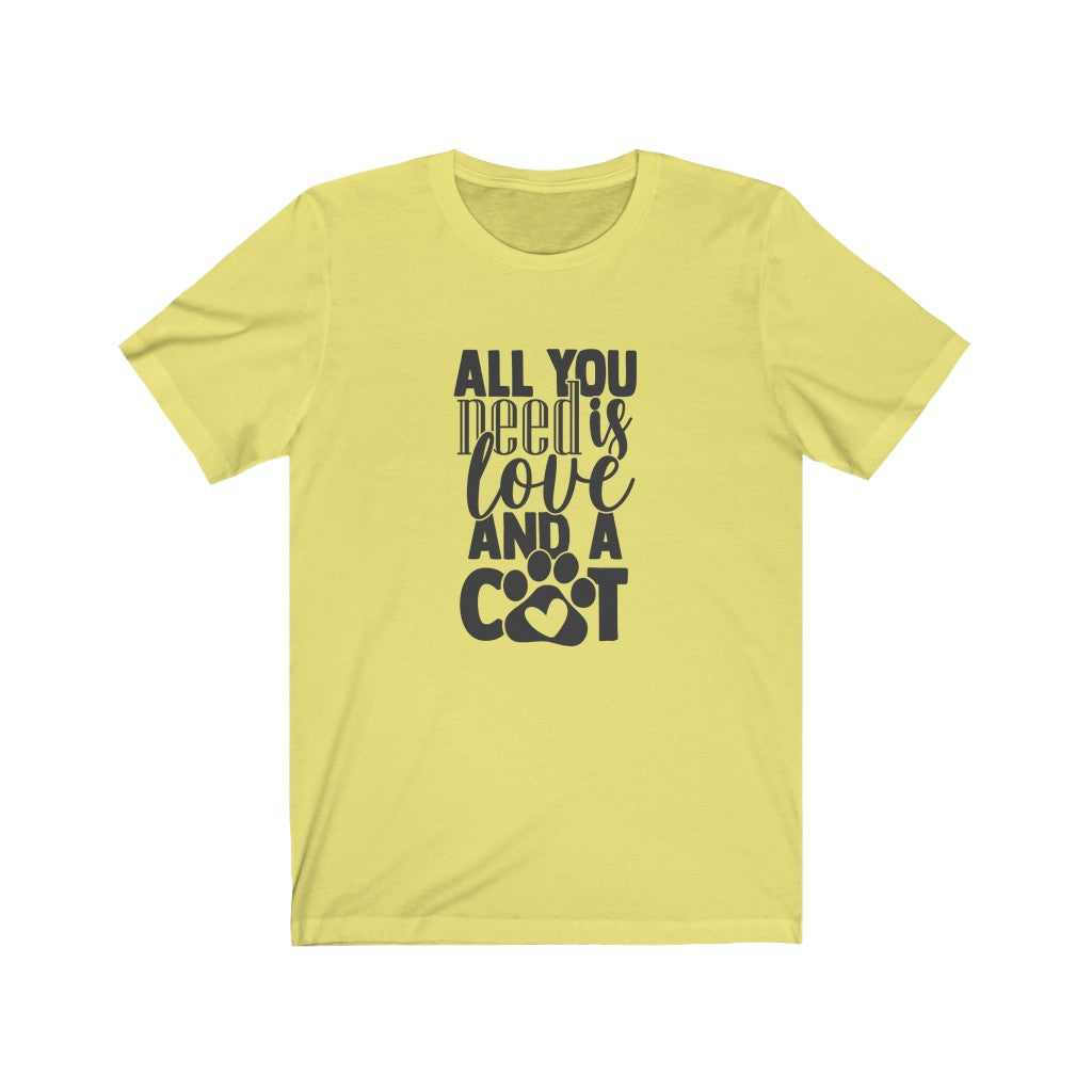 All You Need Is Love And A Cat T-Shirt-T-Shirt-Printify-Yellow-S-Mama Toddler