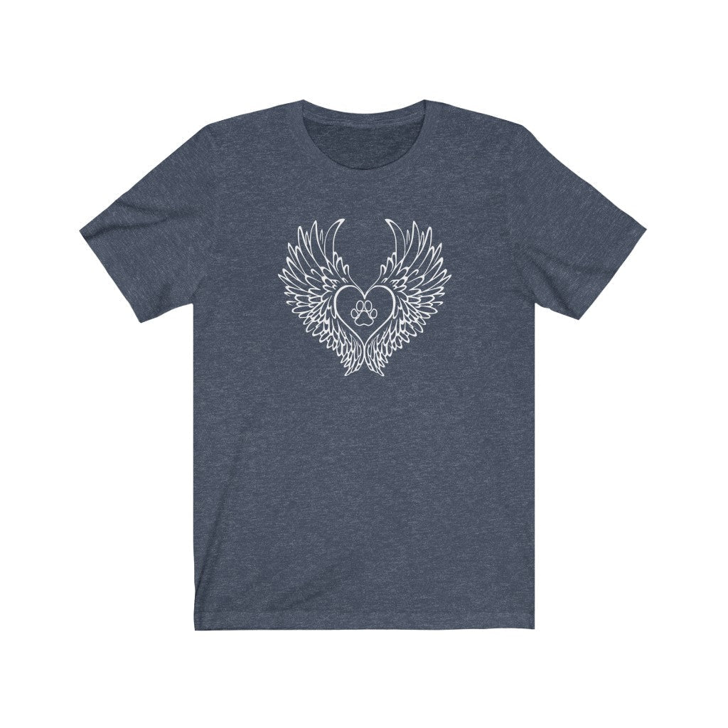 Angel Wings Paw Heart T-Shirt-T-Shirt-Printify-Heather Navy-XS-Mama Toddler