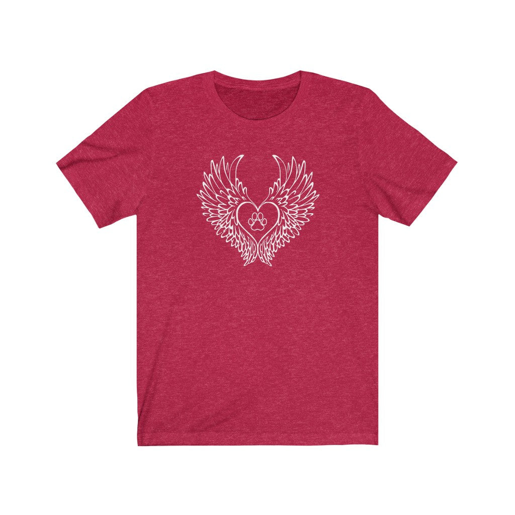 Angel Wings Paw Heart T-Shirt-T-Shirt-Printify-Heather Red-XS-Mama Toddler