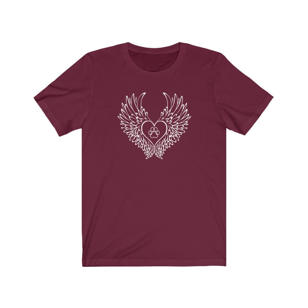 Angel Wings Paw Heart T-Shirt-T-Shirt-Printify-Maroon-XS-Mama Toddler