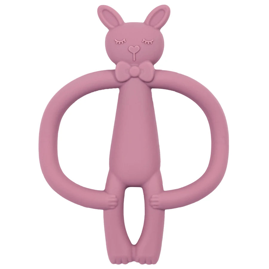 Animal Shaped Teething Silicone Nursing Infant Chewing Toy-MamaToddler-Dusty Rose Bunny-Mama Toddler