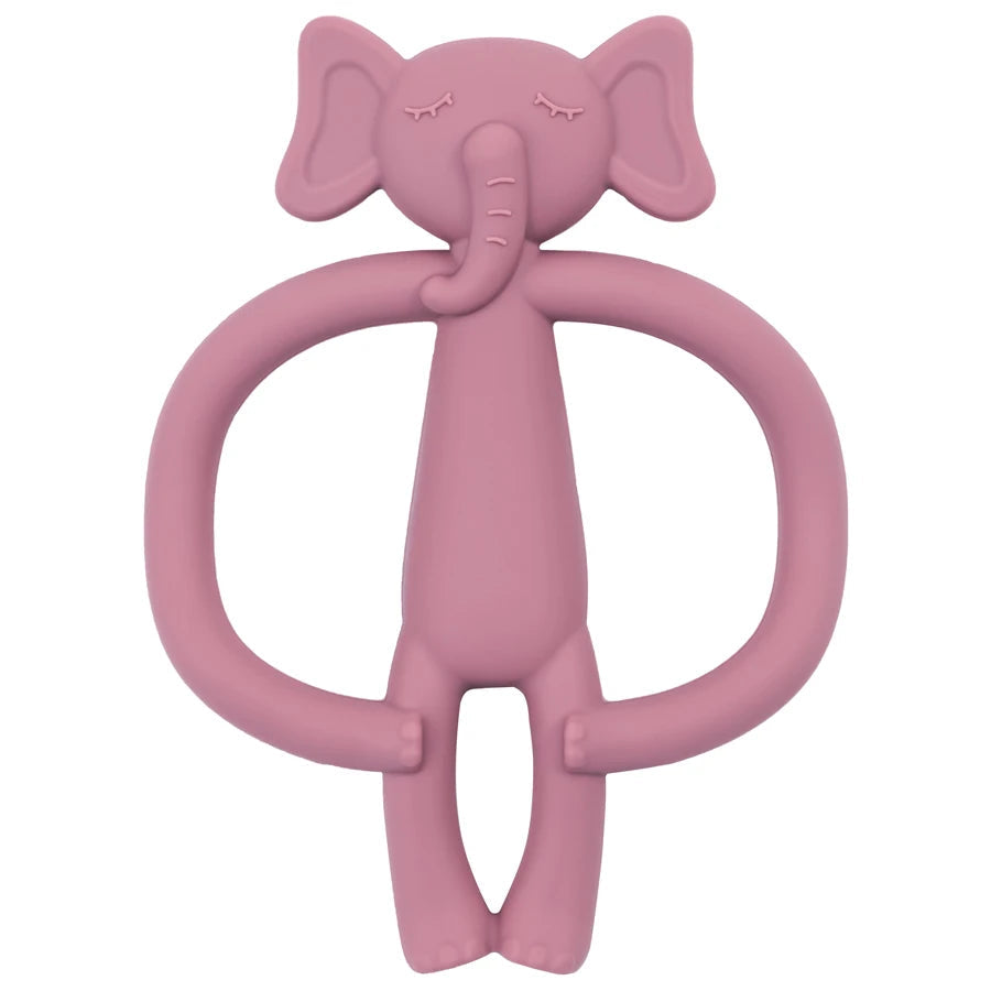 Animal Shaped Teething Silicone Nursing Infant Chewing Toy-MamaToddler-Dusty Rose Elephant-Mama Toddler