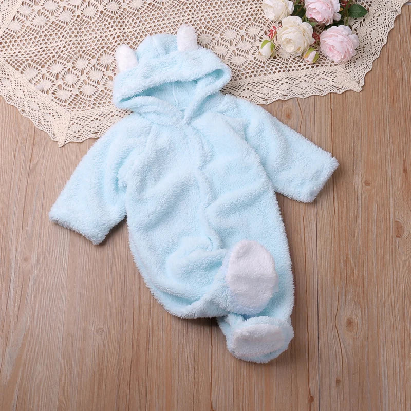 Autumn Cartoon Bear Warm Long Sleeve Baby Jumpsuit-MamaToddler-Blue-0-3 Months-Mama Toddler