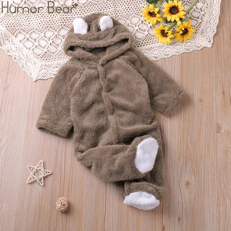 Autumn Cartoon Bear Warm Long Sleeve Baby Jumpsuit-MamaToddler-Brown-9-12 Months-Mama Toddler