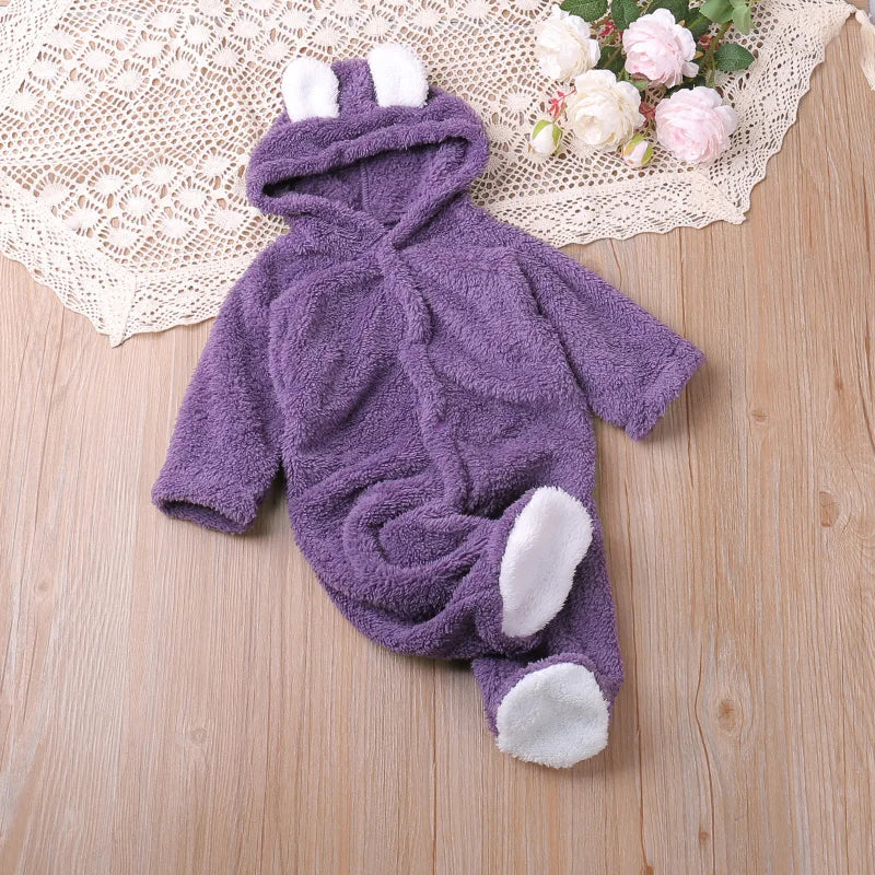 Autumn Cartoon Bear Warm Long Sleeve Baby Jumpsuit-MamaToddler-Purple-0-3 Months-Mama Toddler