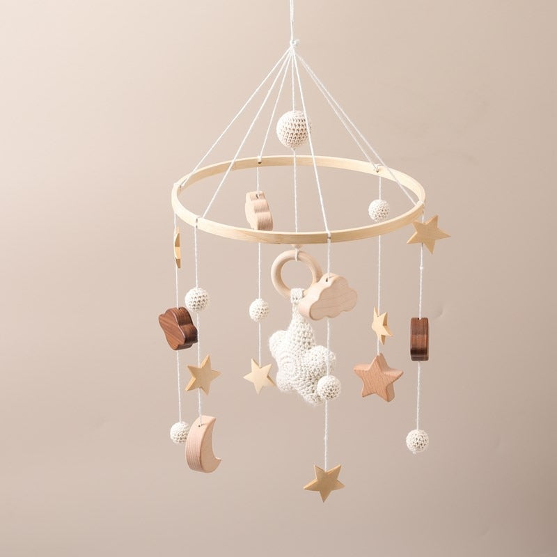 Baby Crib Wooded Hanging Rattle Toys-MamaToddler-Universe - White-Mama Toddler