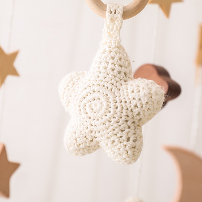 Baby Crib Wooded Hanging Rattle Toys-MamaToddler-Universe - White-Mama Toddler