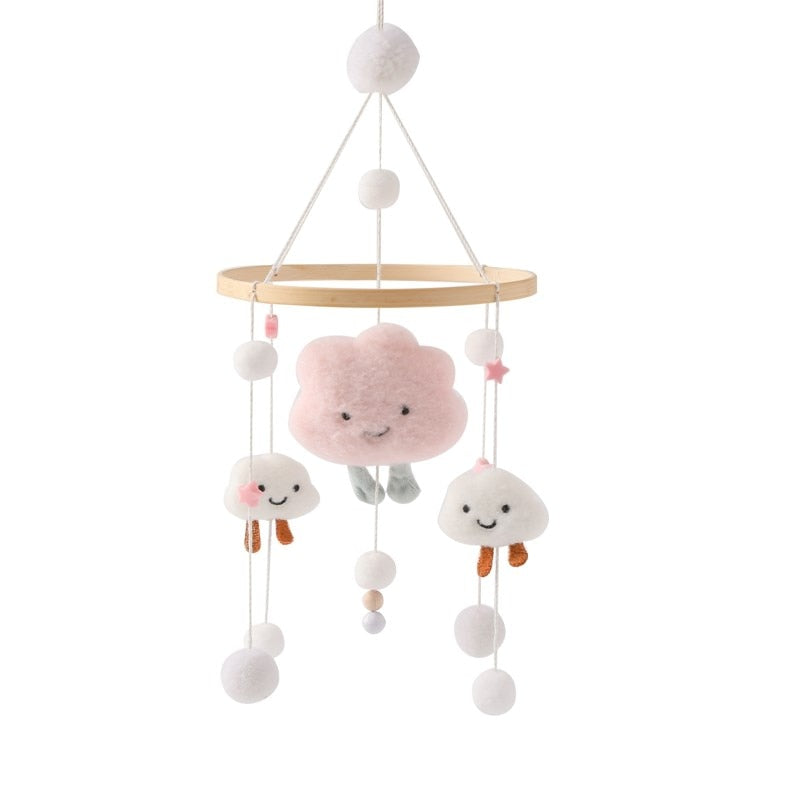 Baby Crib Wooded Hanging Rattle Toys-MamaToddler-Cloud - Pink-Mama Toddler