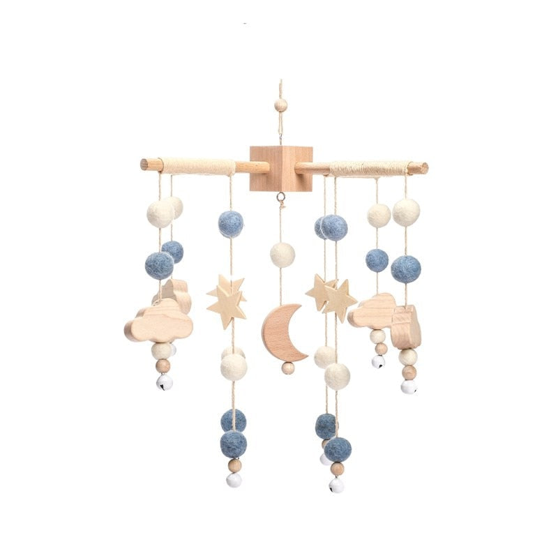 Baby Crib Wooded Hanging Rattle Toys-MamaToddler-Night sky - Blue-Mama Toddler