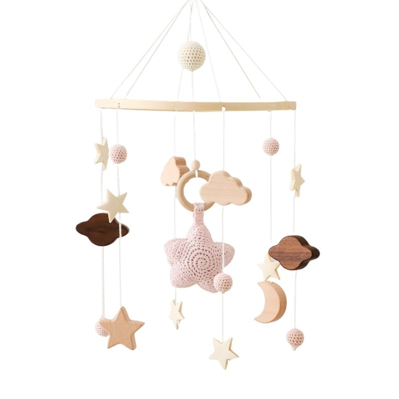 Baby Crib Wooded Hanging Rattle Toys-MamaToddler-Universe - Pink-Mama Toddler