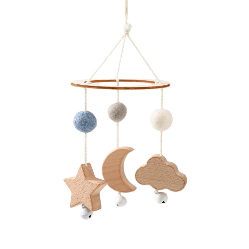 Baby Crib Wooded Hanging Rattle Toys-MamaToddler-Wooden Star & Moon-Mama Toddler