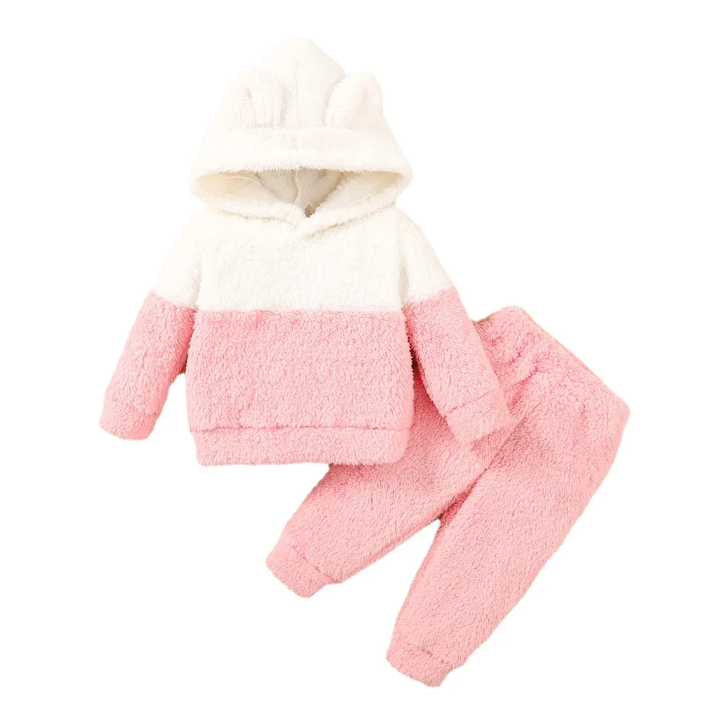 Baby Girl Fluff Hooded Set-MamaToddler-3-6 Months-Mama Toddler