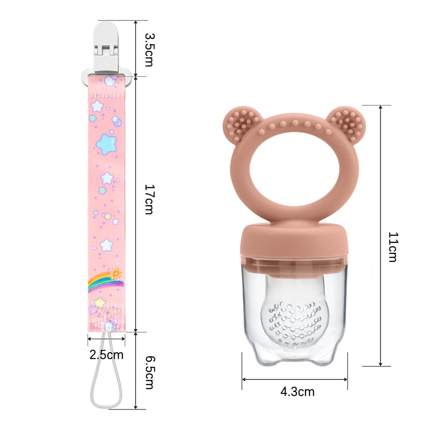 Baby Pacifier Fruit Silicone Covered Feeder With Clip Strap-MamaToddler-Light Pink-Mama Toddler