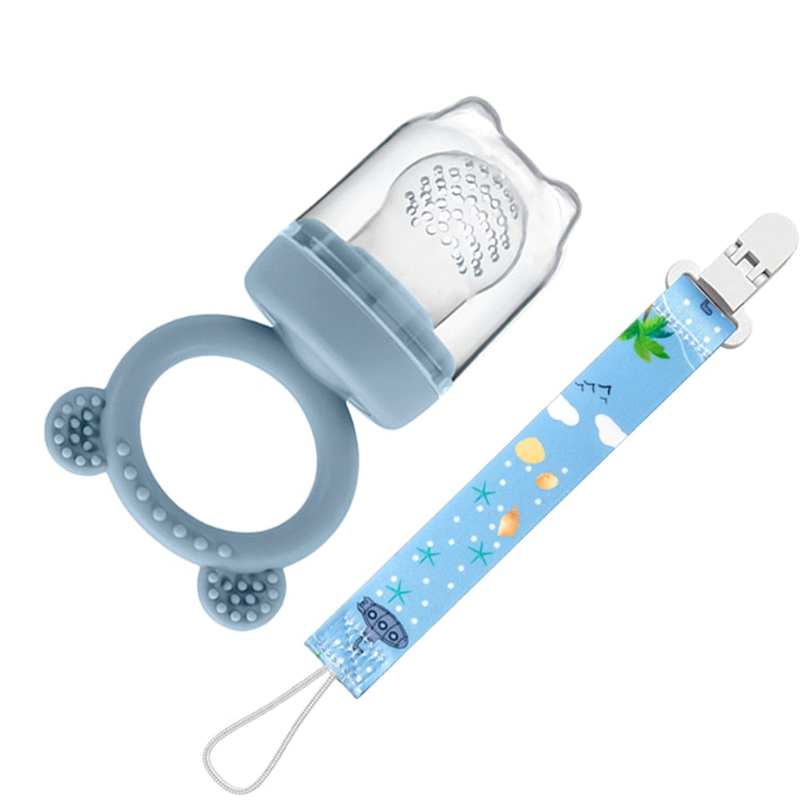 Baby Pacifier Fruit Silicone Covered Feeder With Clip Strap-MamaToddler-Blue-Mama Toddler