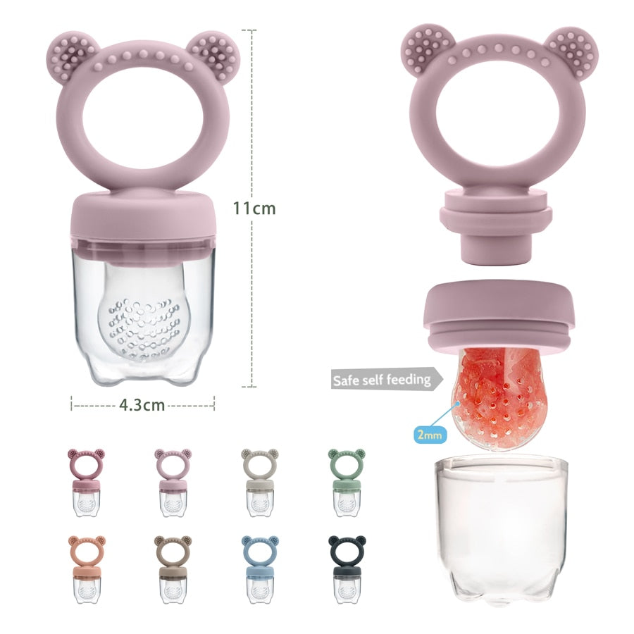 Baby Pacifier Fruit Silicone Feeder With Cover-MamaToddler-Light Pink-Mama Toddler