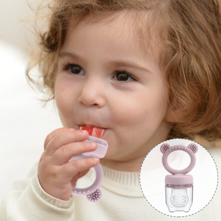 Baby Pacifier Fruit Silicone Feeder With Cover-MamaToddler-Light Pink-Mama Toddler