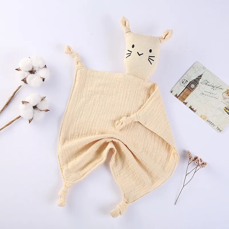 Cat Baby Cotton Muslin Comforter-MamaToddler-Beige-Mama Toddler