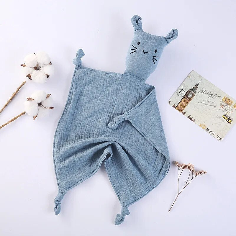 Cat Baby Cotton Muslin Comforter-MamaToddler-Blue-Mama Toddler