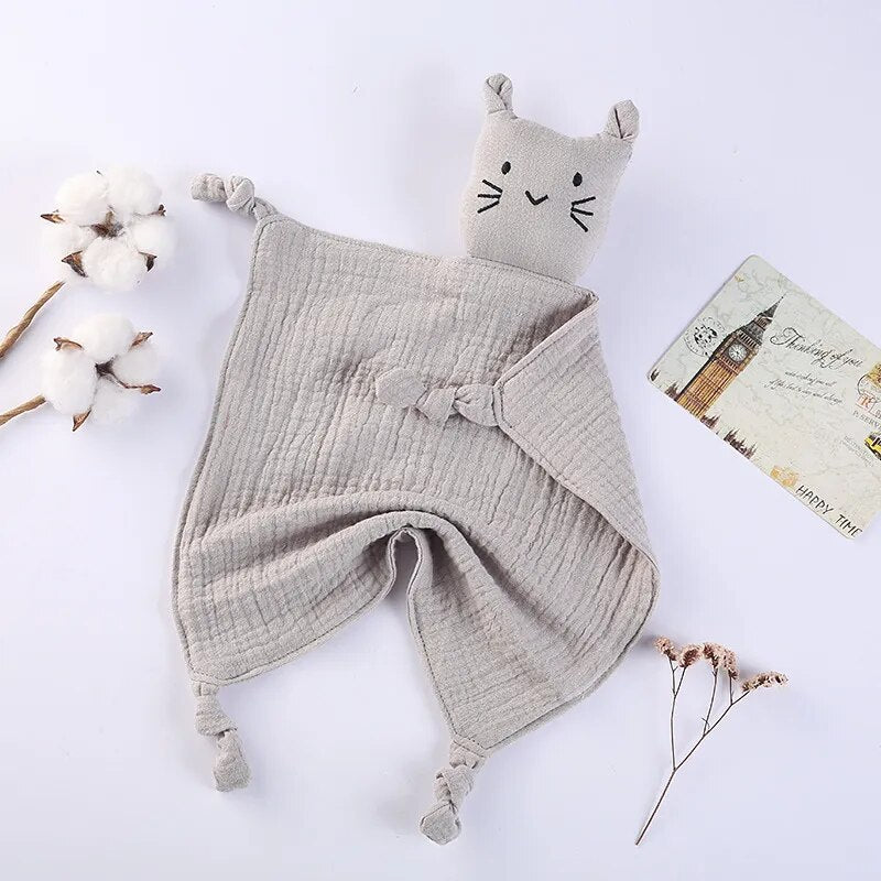 Cat Baby Cotton Muslin Comforter-MamaToddler-Gray-Mama Toddler