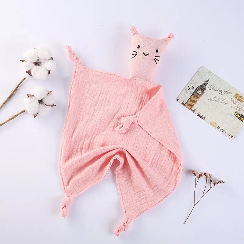 Cat Baby Cotton Muslin Comforter-MamaToddler-Light Pink-Mama Toddler