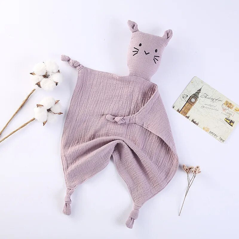 Cat Baby Cotton Muslin Comforter-MamaToddler-Purple-Mama Toddler