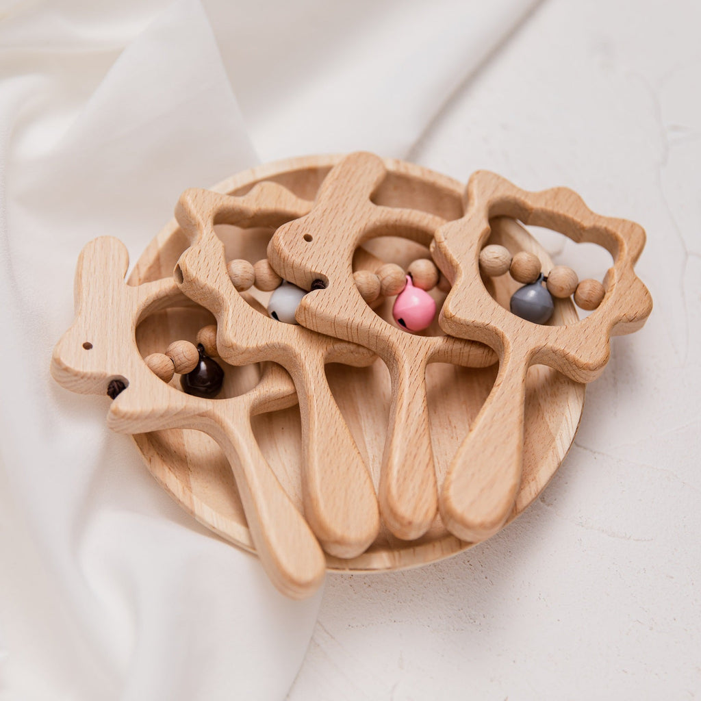 Cute Animals Wooden Rattling Baby Teether-Mama Toddler-Octagram 1-Mama Toddler