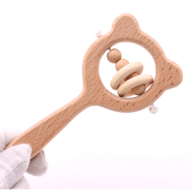 Cute Animals Wooden Rattling Baby Teether-Mama Toddler-Bear 4-Mama Toddler