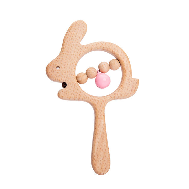 Cute Animals Wooden Rattling Baby Teether-Mama Toddler-Bunny 1-Mama Toddler