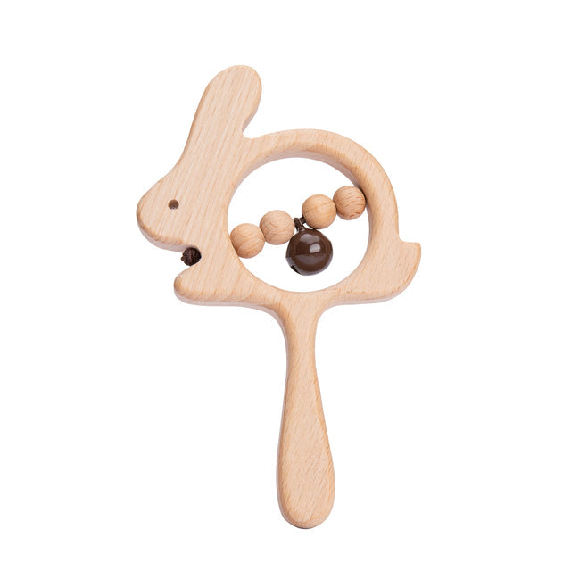 Cute Animals Wooden Rattling Baby Teether-Mama Toddler-Bunny 2-Mama Toddler