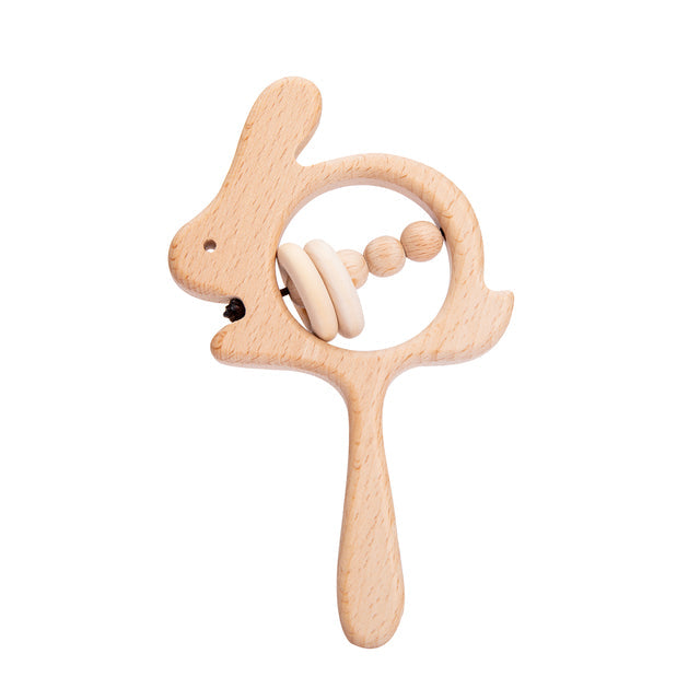 Cute Animals Wooden Rattling Baby Teether-Mama Toddler-Bunny 3-Mama Toddler