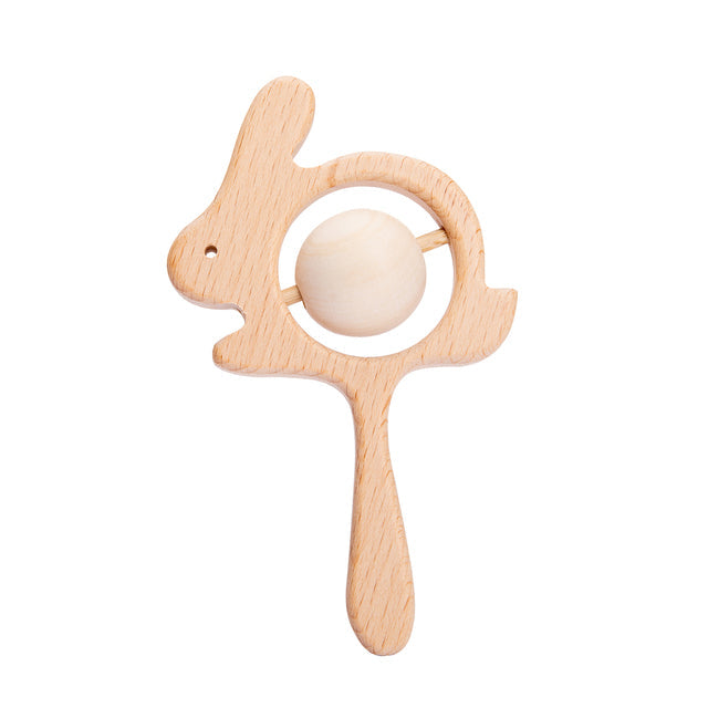 Cute Animals Wooden Rattling Baby Teether-Mama Toddler-Bunny 4-Mama Toddler