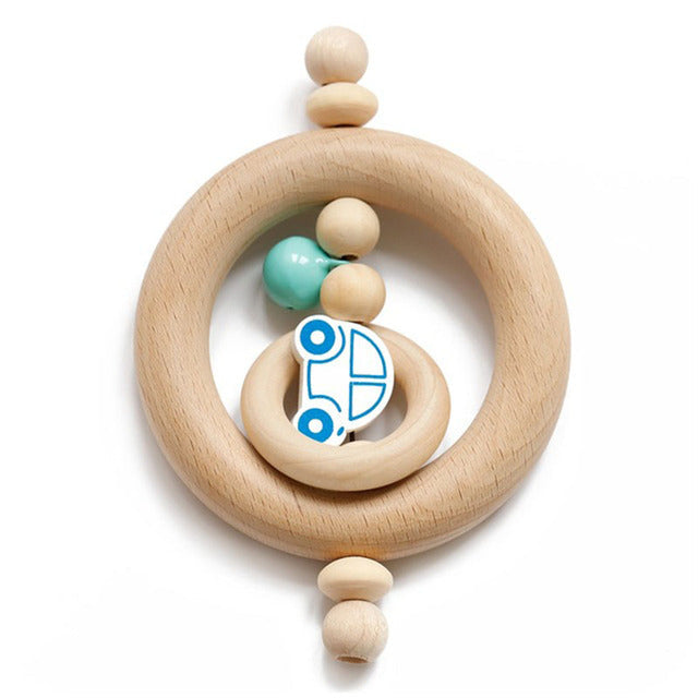 Cute Animals Wooden Rattling Baby Teether-Mama Toddler-Car Ring-Mama Toddler