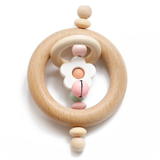 Cute Animals Wooden Rattling Baby Teether-Mama Toddler-Flower Ring-Mama Toddler