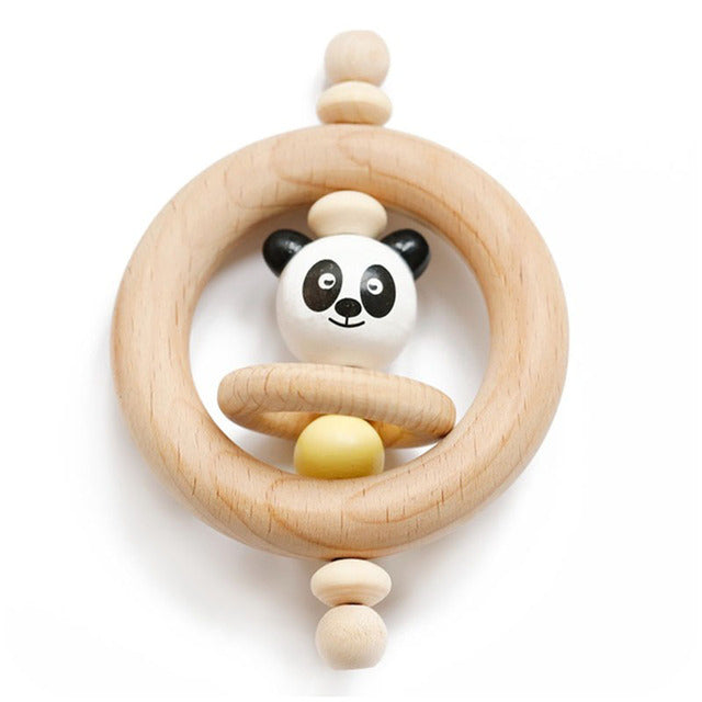 Cute Animals Wooden Rattling Baby Teether-Mama Toddler-Panda Ring-Mama Toddler