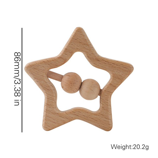 Cute Animals Wooden Rattling Baby Teether-Mama Toddler-Star Ball-Mama Toddler