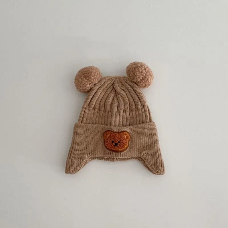 Cute Bear Ear Covered Knitted Winter Baby Beanie-MamaToddler-Beige-Mama Toddler