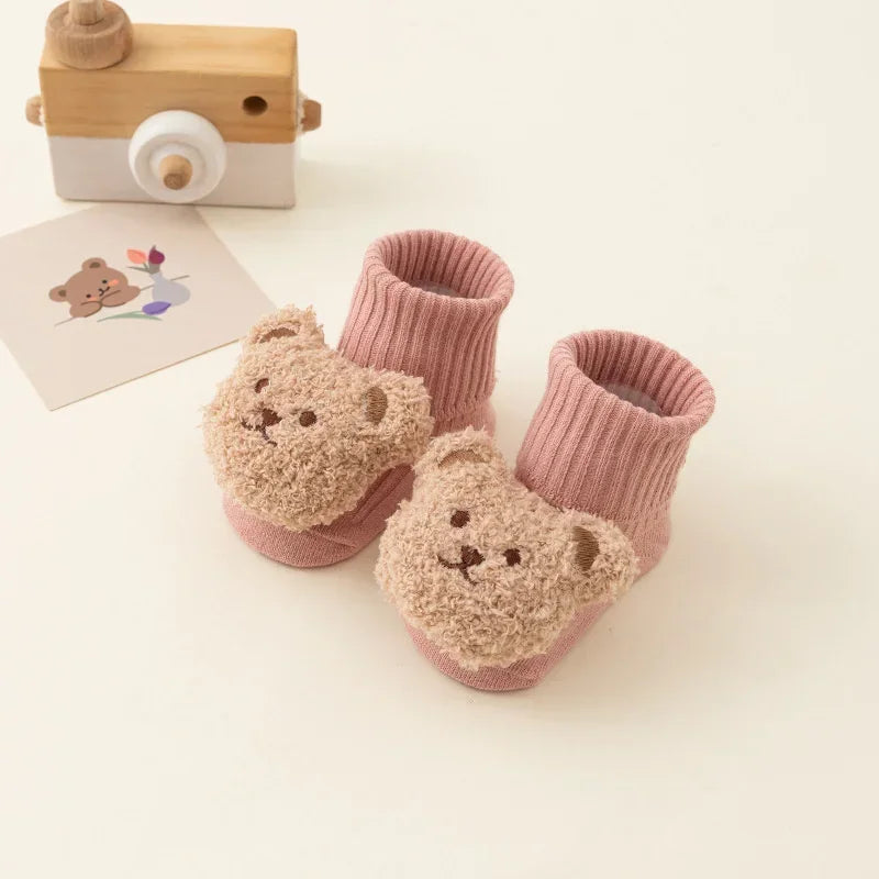 Cute Cartoon Bear Anti-Slip Baby Socks-MamaToddler-Pink-0-1 Years-Mama Toddler