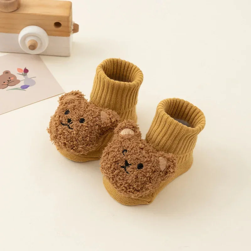 Cute Cartoon Bear Anti-Slip Baby Socks-MamaToddler-Yellow-0-1 Years-Mama Toddler